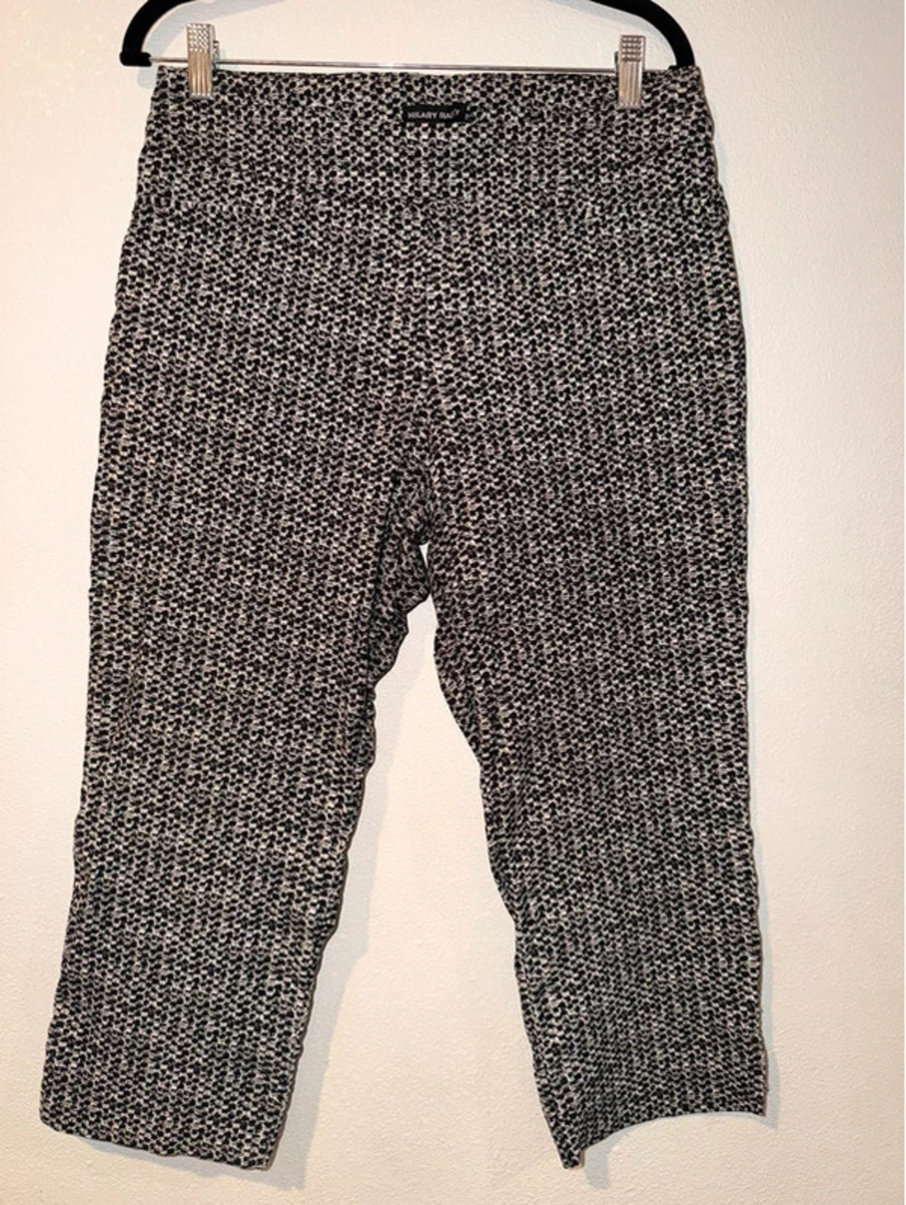 Hilary Radley Black & White Print Pull-On Ankle Pants Size Medium